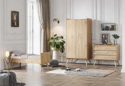 Produktbild von Babyzimmer Kinderzimmer Vienna komplett Set A Schrank Kommode Wickelansatz Bett 140x70 Eiche