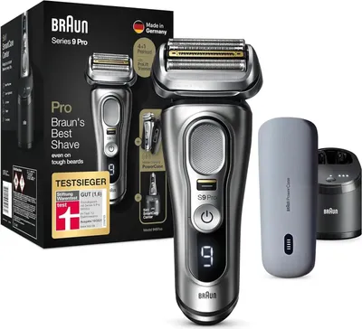 Zdjęcie produktu dla Golarka elektryczna dla mężczyzn Braun Series 9 Pro Premium z głowicą golącą 4+1, golarką elektryczną i trymerem ProLift, etui PowerCase, stacją czyszczącą 5 w 1, 60 min