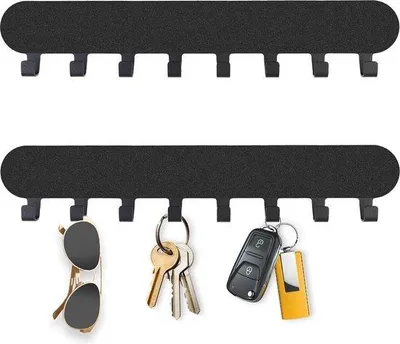 Produktbild von Famanu Schlüsselrack 2 Stück mit 8 Haken - Selbstklebend, Schwarz