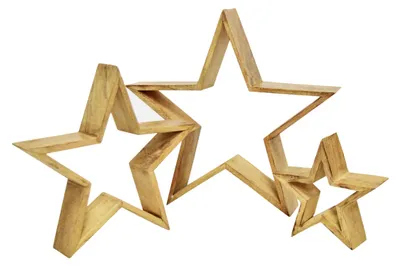Immagine prodotto di Set di 3 stelle in legno per decorazioni natalizie
