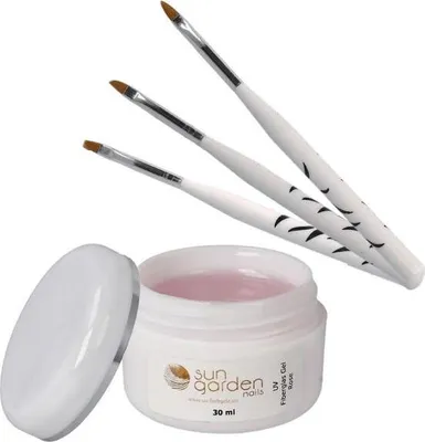 Produktbild von 30 ml UV Fiberglas Gel Rosé Klar + Pinse