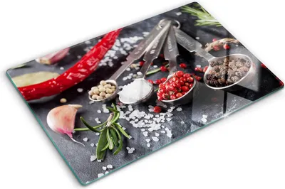 Obrázek produktu pro Kryt varné desky – Kryt na indukční desku – Ochranná skleněná deska – 80x52 cm– Skleněné ochranné desky na sporák –Tvrzené sklo –Bylinky a koření