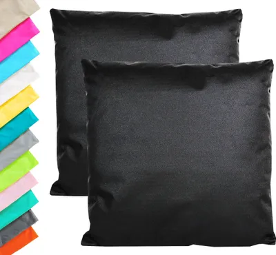 Produktbild von JACK 2er Set Outdoor Kissenhülle Kissenbezug 45x45cm Wasserfest Sitzkissen Lounge Kissen Garten Stuhl Lotus Effekt, Farbe:Schwarz