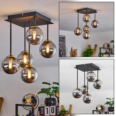 Produktbild von Isorella »Isorella« Deckenlampe aus Metall/Rauchglas in Schwarz/Messing/Chrom