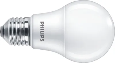 A Philips LED light bulb is shown against a white background.