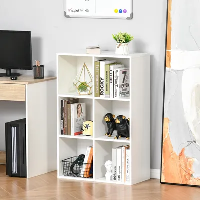 Produktbild von Bücherregal mit 6 Würfelfächern, 65,5x30x97,5 cm, Weiß