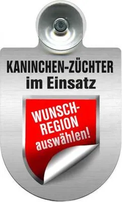 Produktbild von Einsatzschild Windschutzscheibe incl. Saugnapf - Kaninchenzüchter im Einsatz - incl. Regionen nach Wahl - 309361 - Color - Region Baden