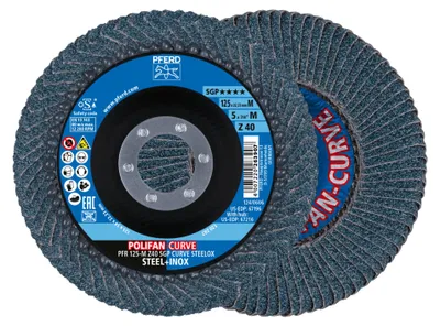 Produktbild von 1 Stück - Pferd Lamellenschleifscheibe POLIFAN-CURVE M ZK Körnung 40 Durchmesser 125mm - 67689052