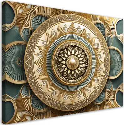 Produktbild von Leinwandbild Mandala Abstrakt 100x70 Feeby Gold bild für die wand bereit zum aufhängen