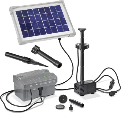 Image de Kit pompe de bassin solaire esotec PALERMO 5/330 avec boîtier d'accumulateurs et anneau lumineux LED 101775