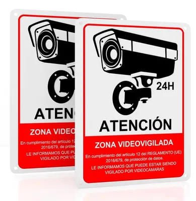 Productafbeelding van Aluminium Videobewaking Schild - 18 x 25 cm - Set van 2