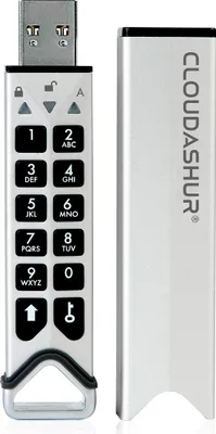 Produktbild von iStorage CloudAshur, 0 GB, USB Typ-A, 3.2 Gen 1 (3.1 Gen 1), Extern, 28 g, Silber