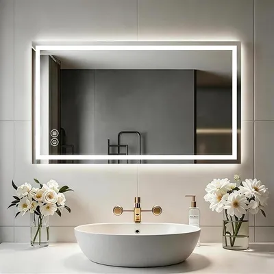 Imagen del producto de Espejo de baño con iluminación, 120x70 cm. Espejo de baño, espejo de pared, iluminación LED
