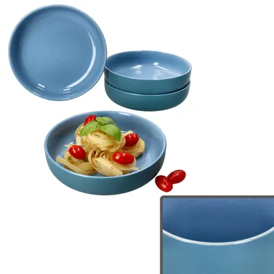 Produktbild von Ritzenhoff 4x Jasper Suppenteller 610ml Ozeanblau Steingut 4 Pers. tiefe Teller