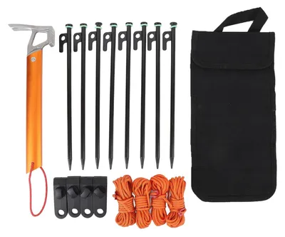 Produktbild von Zeltpflöcke, 30 cm, mit Befestigungsschlingen und Hammer