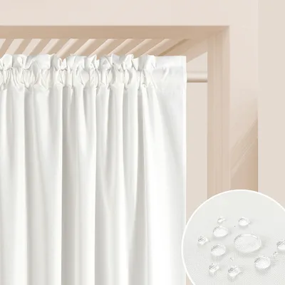 Imagen del producto de Cortina decorativa para jardín, marca BEAUTY GARDEN, color blanco, con borlas. Disponible en diferentes tamaños (precio por unidad). MyBestHome. Dimensiones: 155x220 cm