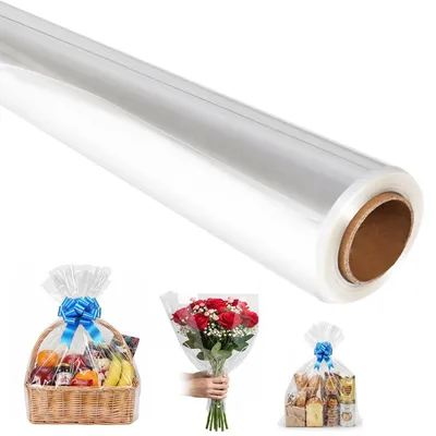 Obrázek produktu pro Průhledná balicí fólie, 86 cm x 30 m, celofánová fólie pro balení dárků