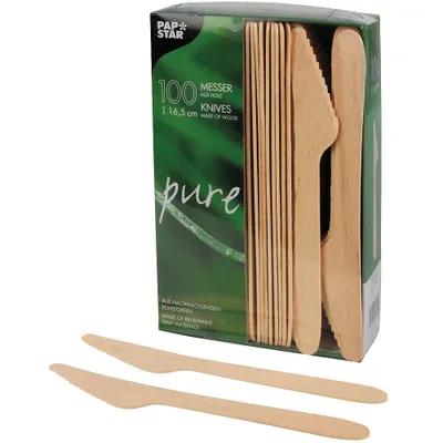 Obrázek produktu pro Papstar jednorázové dřevěné nože Flavourless Stable 50 kusů