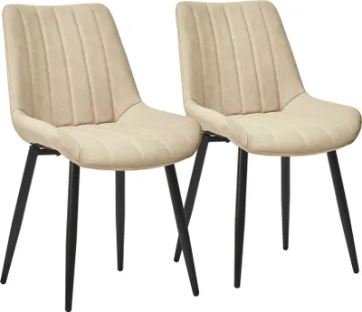 Image de CLIPOP Chaise de salle à manger (lot de 2) Similicuir , Chaise rembourrée avec pieds métal, Kaki
