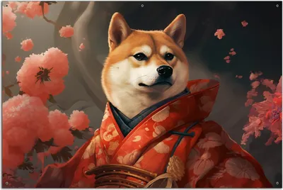 Produktbild von Wallario Outdoor-Poster für Garten oder Balkon, Motiv Samurai Shiba, in ca. 61 x 91,50 cm