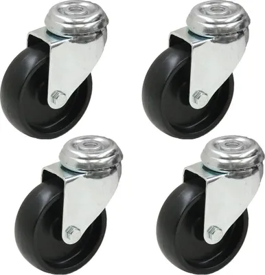 Produktbild von 4 - 75mm schwarzes Nylon Bolzen Loch Swivel 3" Heavy Duty Caster