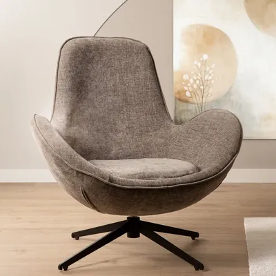 Produktbild von HOMLA LUNAIRE drehbarer Velours-Sessel grau 86x76x87 cm