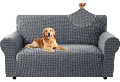 Immagine prodotto di Copertura elastica per divano a due posti, color grigio chiaro, lunghezza 145-175 cm, antiscivolo, con copri-braccioli