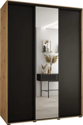 Produktbild von MEBLE KRYSPOL Cannes 3 Schrank mit 3 Schiebetüren - 205,2x170x60 cm - Artisan Schwarz Schwarz