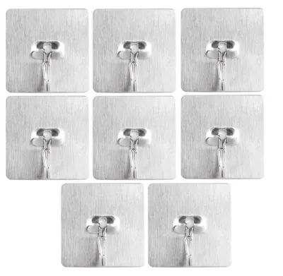 Produktbild von 8er Set Handtuchhaken ohne bohren für Bad & Küche - Mehrzweckhaken [selbstklebend] - Handtuchhalter | 50x50 mm Klebehaken aus Edelstahl | Bademantelhaken | Kleiderhaken zum Kleben | 180° drehbar
