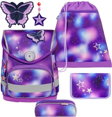 Produktbild von Belmil Compact ergonomisches Schulranzen-Set 5-teilig "Shining Fairy" mit Brustgurt, Magnetverschluss, einem Patch