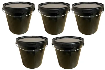 Produktbild von SILPLAST Eimer mit Deckel 20L x 5 Kunststoffeimer 20 Liter lebensmittelecht stapelbar Plastikeimer leer Schwarz