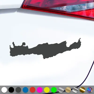 Produktbild von PantherPixel Insel Kreta Aufkleber Umriss Karte Griechenland Sticker Auto Geschenkidee Farbe Dunkelgrau