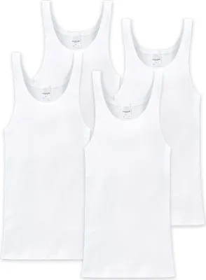 Produktbild von SCHIESSER Herren Unterhemd 4er Pack - ärmellos, Baumwolle Essentials, Doppelripp Weiß XL