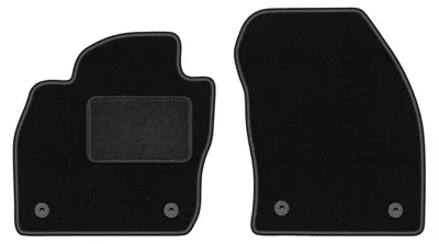 Produktbild von Velours-Fußmatten Vorne passend für Volkswagen T-Cross (Crossover, Bj. 2019-) –  schwarz, passgenau, mit Befestigungen set 2 Stk. - STANDARD
