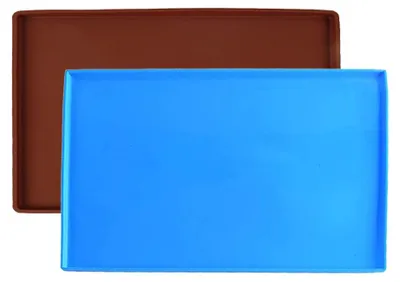 Produktbild von 2 Silikon-Backmatten, Backmatte für Biskuitrollen, Backmatte, Silikon-Backmatte, mit Rand, rutschfest, antihaftbeschichtet, für Pizza, Teig, Ausrollen, 30 x 26 cm (2 Farben, A)