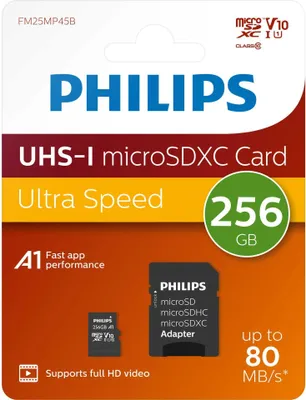 Produktbild von Philips MicroSDXC Card 256GB Class 10 UHS-I U1 incl. Adapter