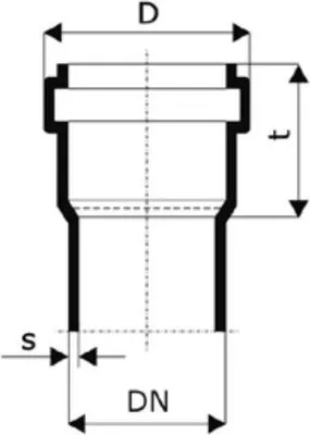A technical drawing of a pipe fitting with dimensions indicated.