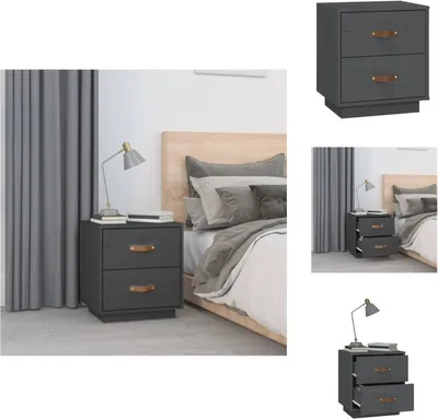 Image de vidaXL Table de nuit Gris 40x34x45 cm Pin massif - Tables de chevet