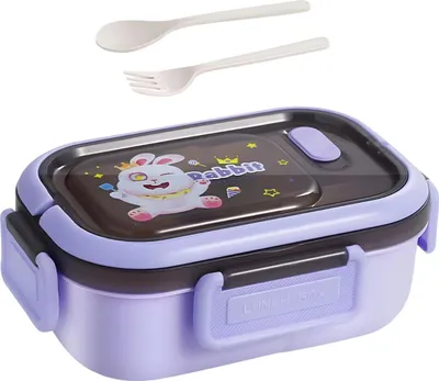 Obrázok produktu pre Fialový lunchbox s priehradkami a príborom KP39102