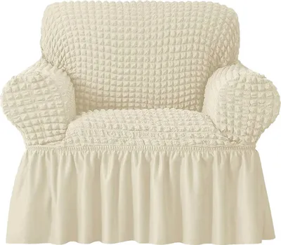 Produktbild von (1-Sitzer, Weiß)Universal-Stretch-Sofa-Schonbezug mit Rock 1-teiliger Sofabezug