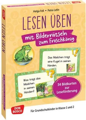 Immagine prodotto di Lesen üben mit Bilderrätseln zum Froschkönig. 34 Bildkarten zur Leseförderung