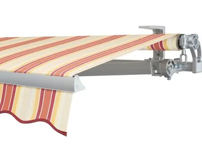 Produktbild von SOLUNA Gelenkarmmarkise Concept 3,5x2,5 Stoff Dessin 8430 Gestell Silber E6EV1 eloxiert Antrieb rechts inkl. Kurbel