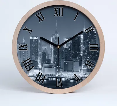 Produktbild von Holzuhr 30fi cm wanduhr - schwarze Spitzen - Manhattan New York