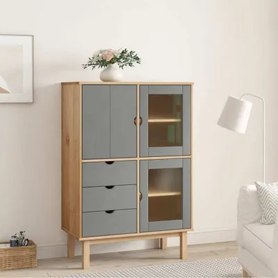 Obrázok produktu pre vidaXL Vysoká doska OTTA Brown&Grey 85x43x125 cm Masívne borovicové drevo