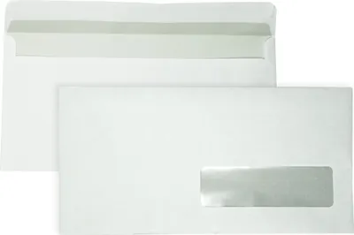 Produktbild von DULA - EA5/6 Umschläge - 110 x 220 mm - Fenster rechts - 100 Stück - Selbstklebend mit Klebestreifen - 80 Gramm