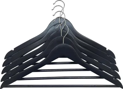 Produktbild von TrendLine Kleiderbügel mit Steg Holz schwarz 5 Stück