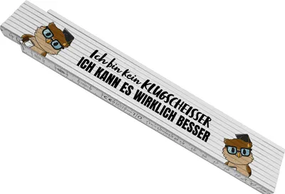 Produktbild von Besserwisser-Eule Meterstab aus Holz mit Spruch Kein Klugscheißer