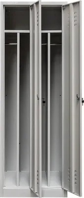 Zdjęcie produktu dla Szafka szafa ubraniowa BHP socjalna metalowa Mega-M J-60 2-drzwiowa z przegrodami szara 60x50x180 cm skręcana