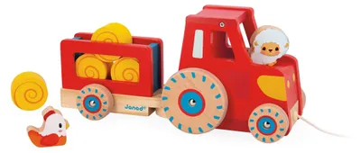 Produktbild von JANOD Traktor ziehen, 12 Monat( e), 6 Rad/Räder, Holz, Gelb