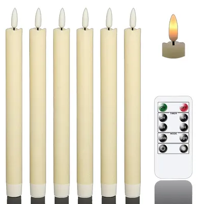 Produktbild von LED-Stabkerzen 6 Stück, Batteriebetrieben Mit Fernbedienung, Wärmefunktion Für Hochzeiten Und Wohnzimmer